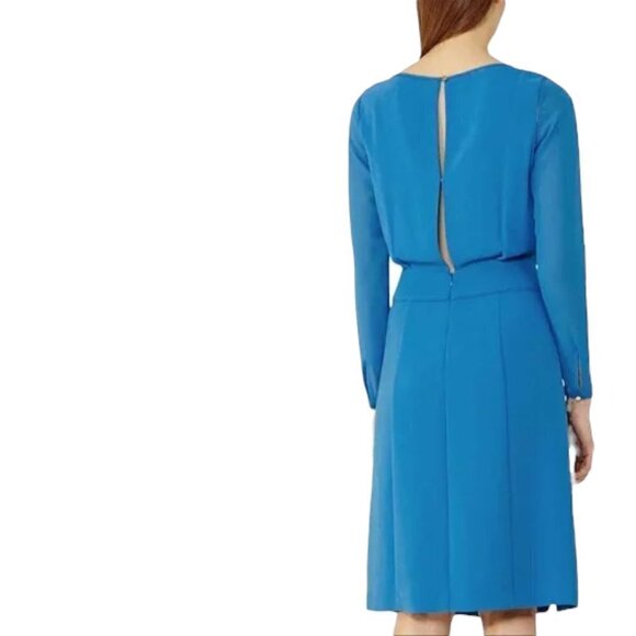 Reiss Alessa Blue Long Sleeve Dress 2 - Picture 2 of 8